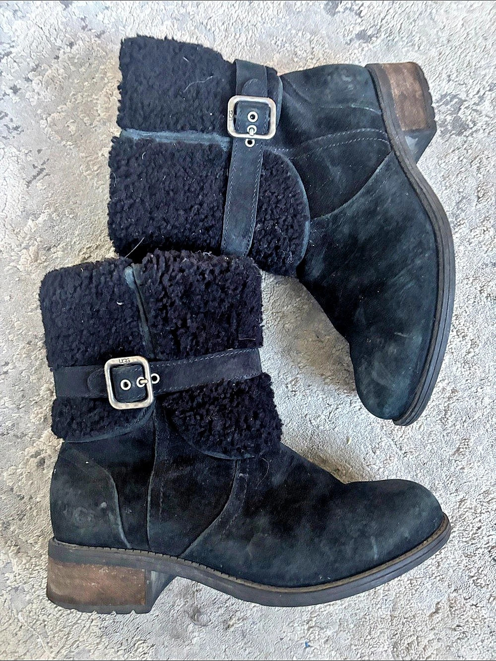 UGG Cedric Black Shearling-Lined Boots